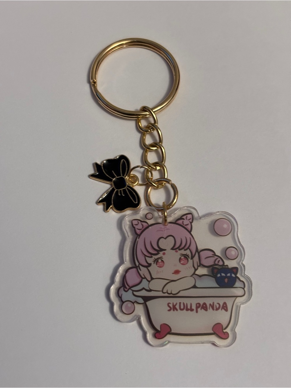 Handmade SKULLPANDA inspired keychain/bag charm